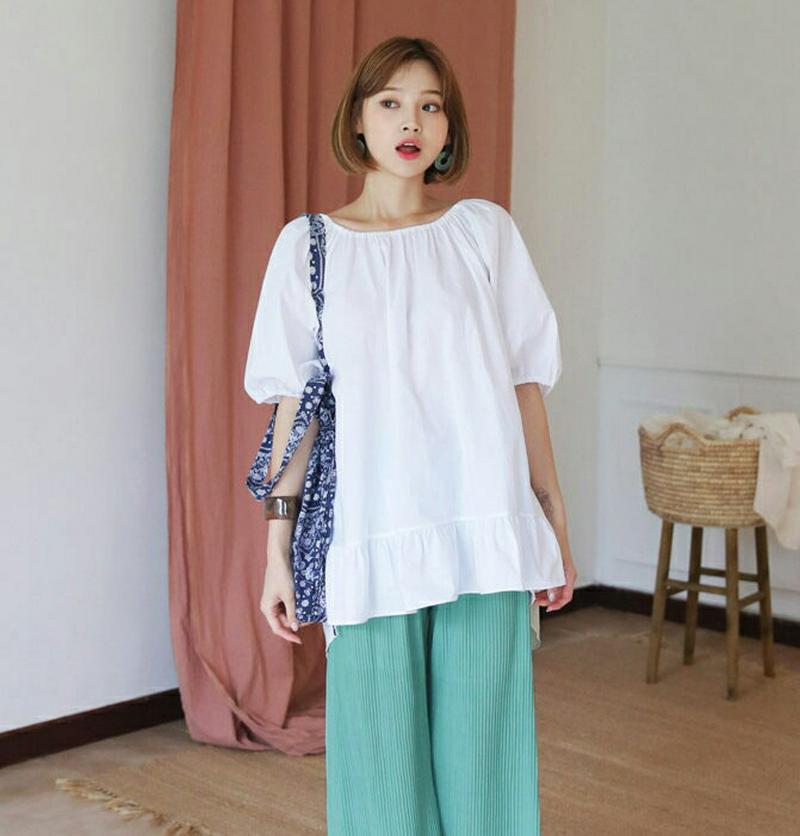 【新作10%OFF】バックリボンフレアTシャツ・全2色・b60509 レディース【tops】【韓国 ファッション トップス Tシ