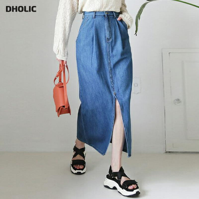 【新作10%OFF】スリットロングデニムスカート・全1色・t60519 レディース【sk】【韓国 ファッション ボトムス スカー