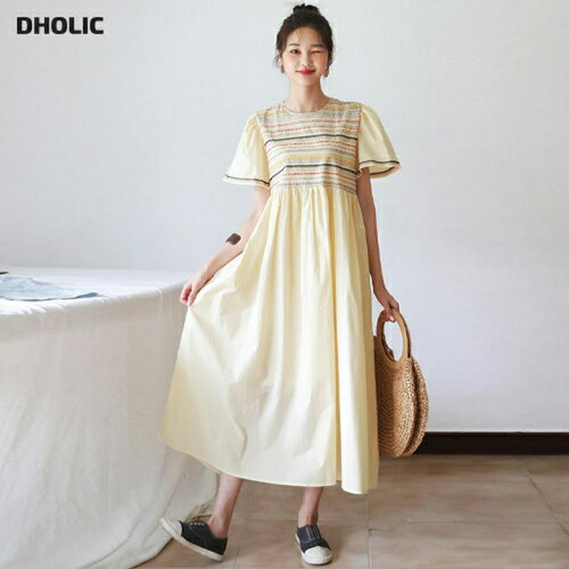 【新作10%OFF】カラフル刺繍ワンピース・全2色・60517 レディース【ops】【韓国 ファッション ワンピース ロング丈 