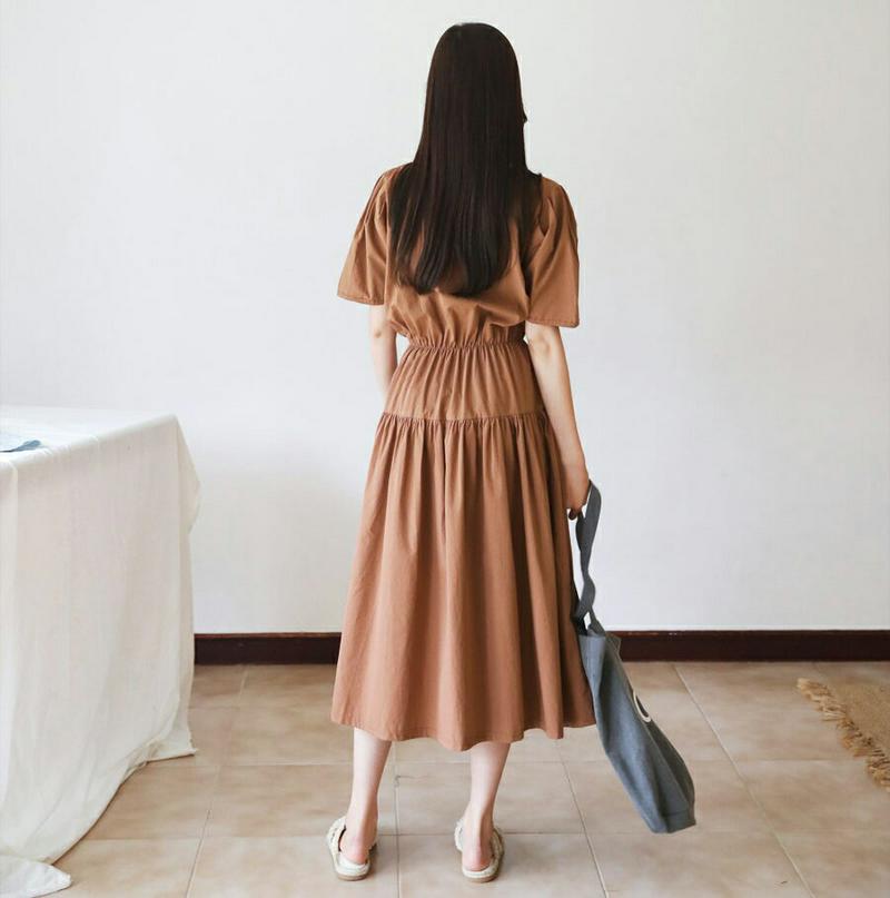 【新作10%OFF】パフギャザーワンピース・全3色・b60518 レディース【ops】【韓国 ファッション ワンピース ロングワ