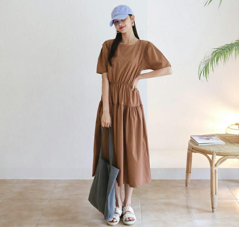 【新作10%OFF】パフギャザーワンピース・全3色・b60518 レディース【ops】【韓国 ファッション ワンピース ロングワ