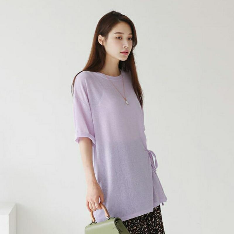 【新作10%OFF】サイドリボンルーズTシャツ・全3色・t63432 レディース【tops】【韓国 ファッション トップス Tシ