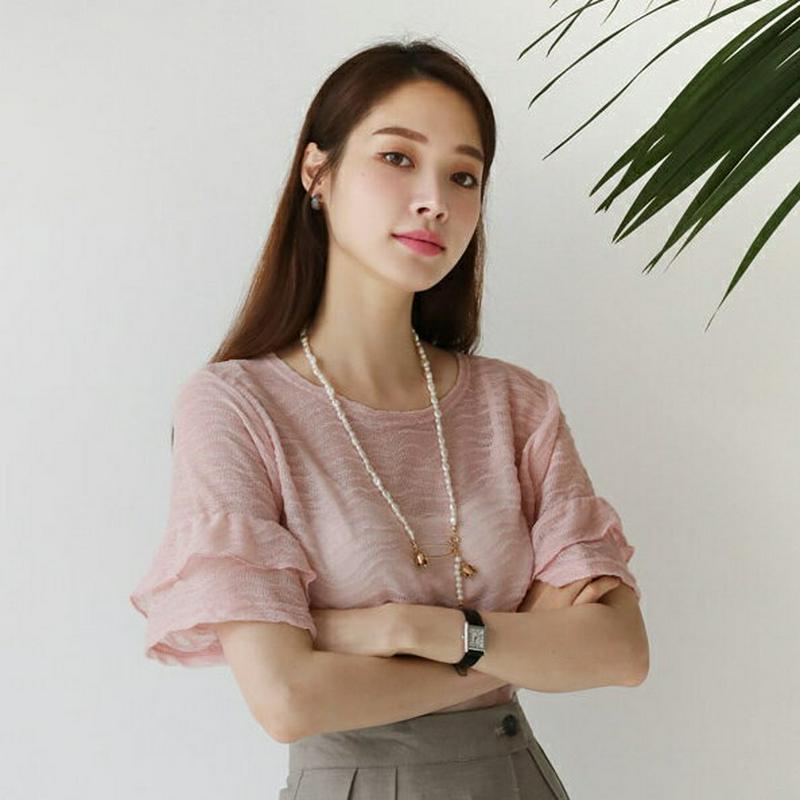 【新作10%OFF】ウェーブシースルーニット・全2色・t63415 レディース【tops】【韓国 ファッション トップス ニット