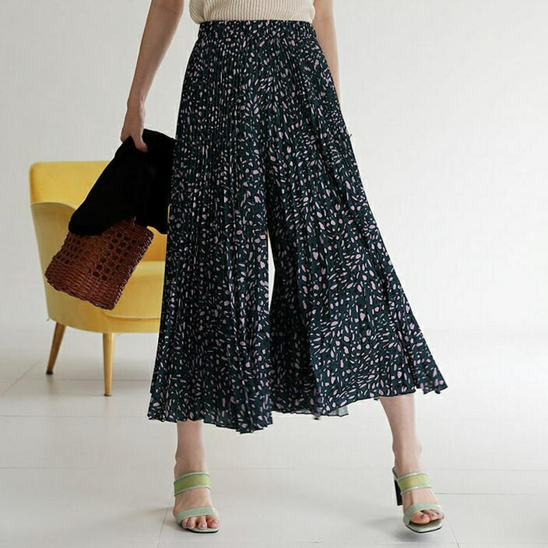 【新作10%OFF】レオパードプリーツパンツ・全4色・b63438 レディース【sk】【韓国 ファッション スカート ロングスカ