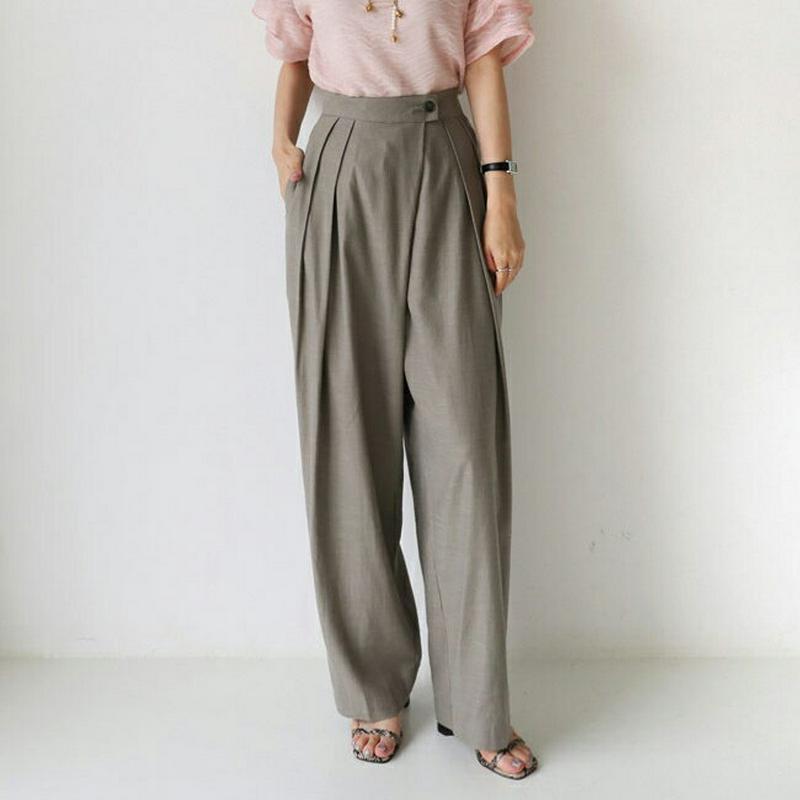 【新作10%OFF】ボタンラップタックパンツ・全2色・t63439 レディース【pt】【韓国 ファッション パンツ ズボン ロン
