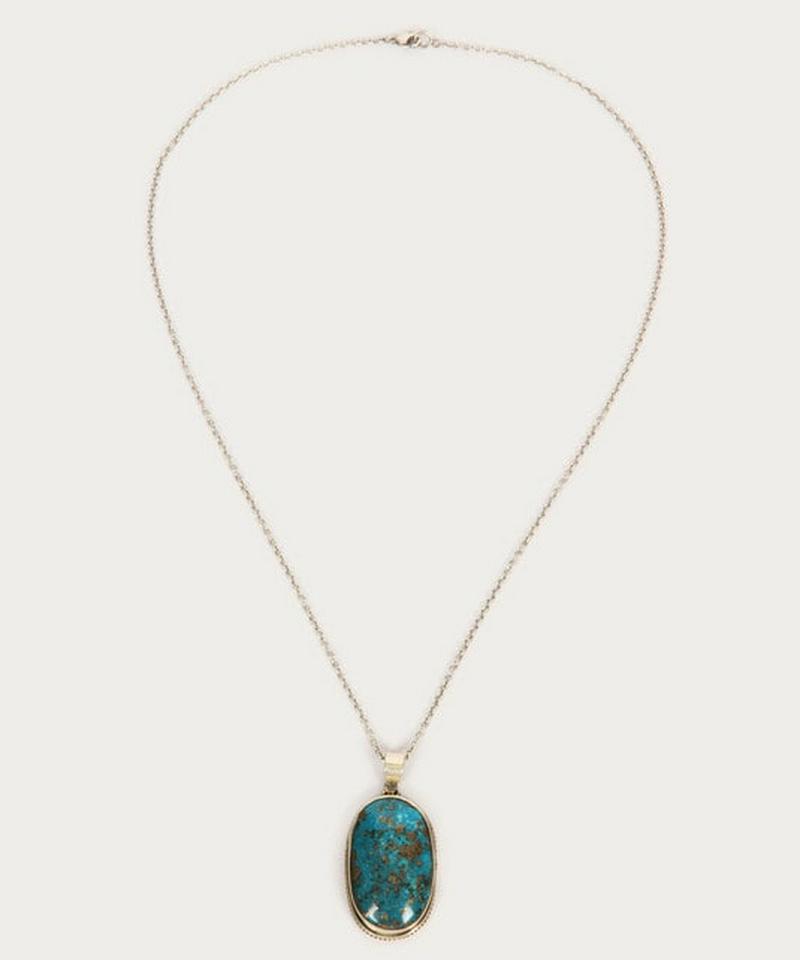 【フランス買付】イランターコイズ装飾楕円ネックレス（1点もの）