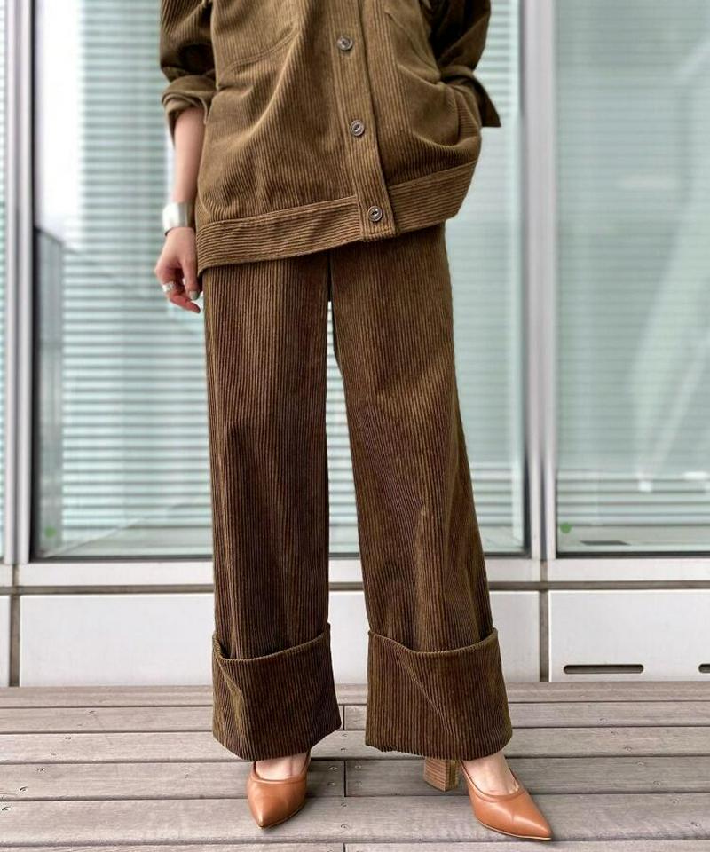 【ウォッシャブル】コーデュロイワイドパンツ