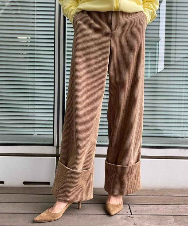 【ウォッシャブル】コーデュロイワイドパンツ