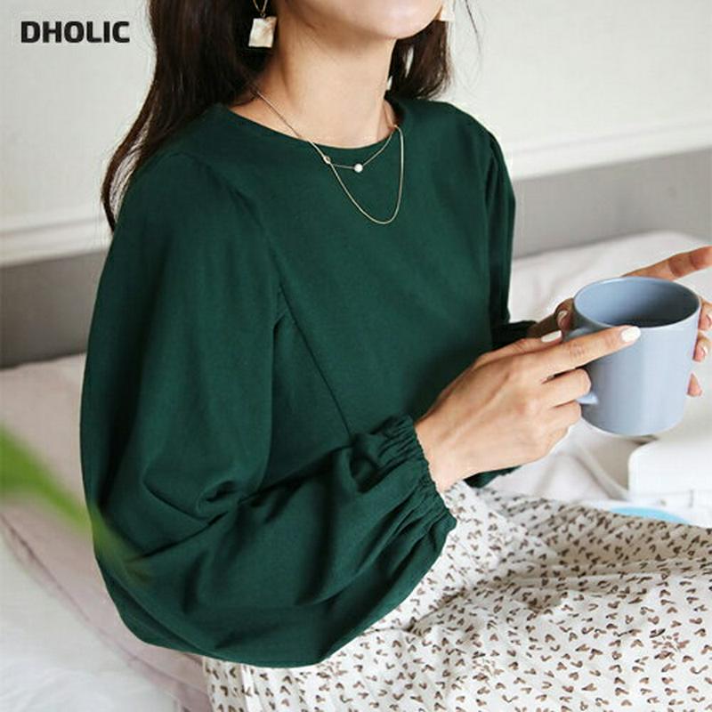 【新作10%OFF】ギャザースリーブTシャツ・全4色・b60712 レディース【tops】【韓国 ファッション トップス Tシャ