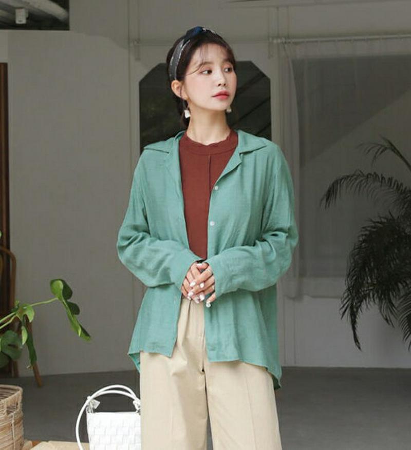 【新作10%OFF】シアーシャツ・全3色・t60727 レディース【bl】【韓国 ファッション トップス シャツ ロングスリーブ