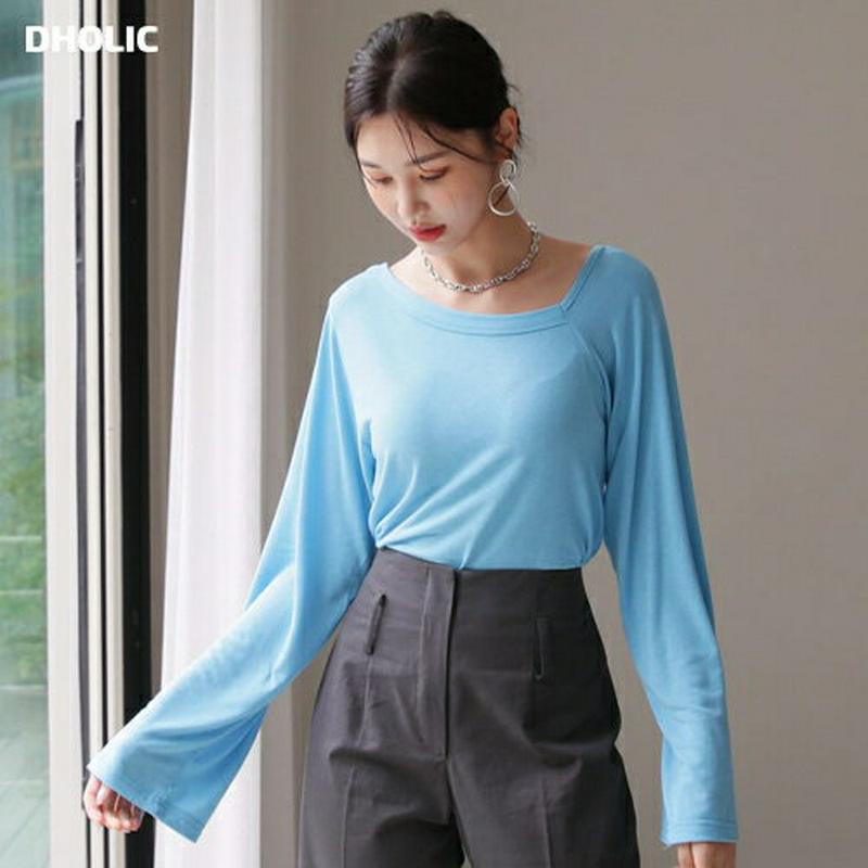 【新作10%OFF】アンバランスネックTシャツ・全3色・t60711 レディース【tops】【韓国 ファッション トップス Tシ
