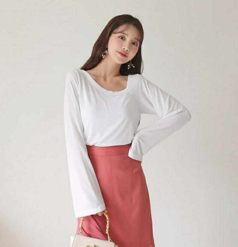 【新作10%OFF】アンバランスネックTシャツ・全3色・t60711 レディース【tops】【韓国 ファッション トップス Tシ