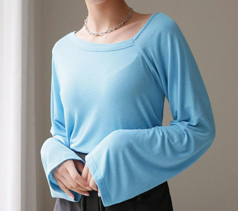 【新作10%OFF】アンバランスネックTシャツ・全3色・t60711 レディース【tops】【韓国 ファッション トップス Tシ