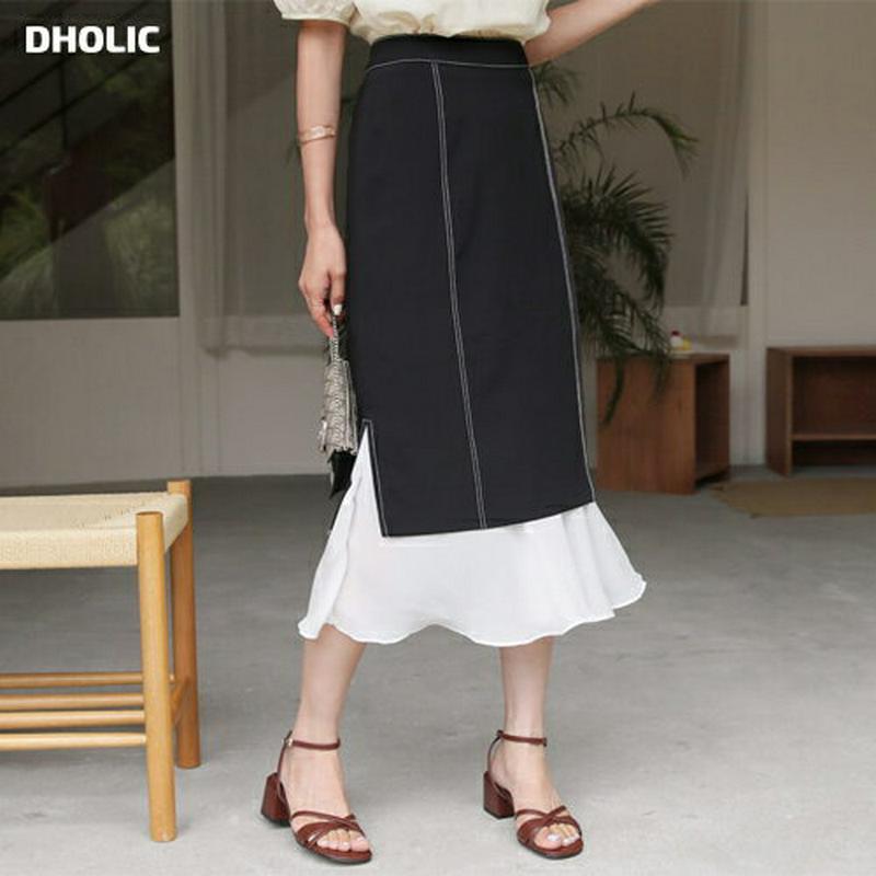 【新作10%OFF】ステッチレイヤードスカート・全2色・t60733 レディース【sk】【韓国 ファッション ボトムス スカート