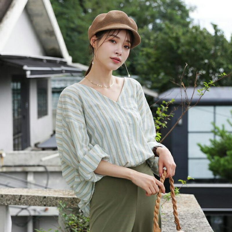 【新作10%OFF】2WAYツイストストライプシャツ・全2色・b63500 レディース【bl】【韓国 ファッション トップス シ