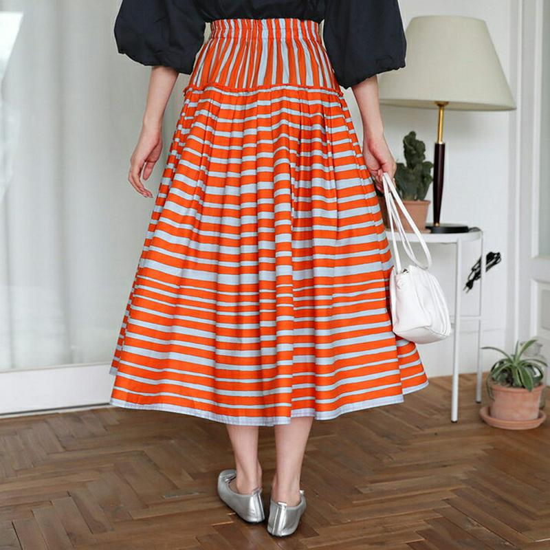 【新作10%OFF】ストライプボーダースカート・全2色・b63516 レディース【sk】【韓国 ファッション スカート ロング 