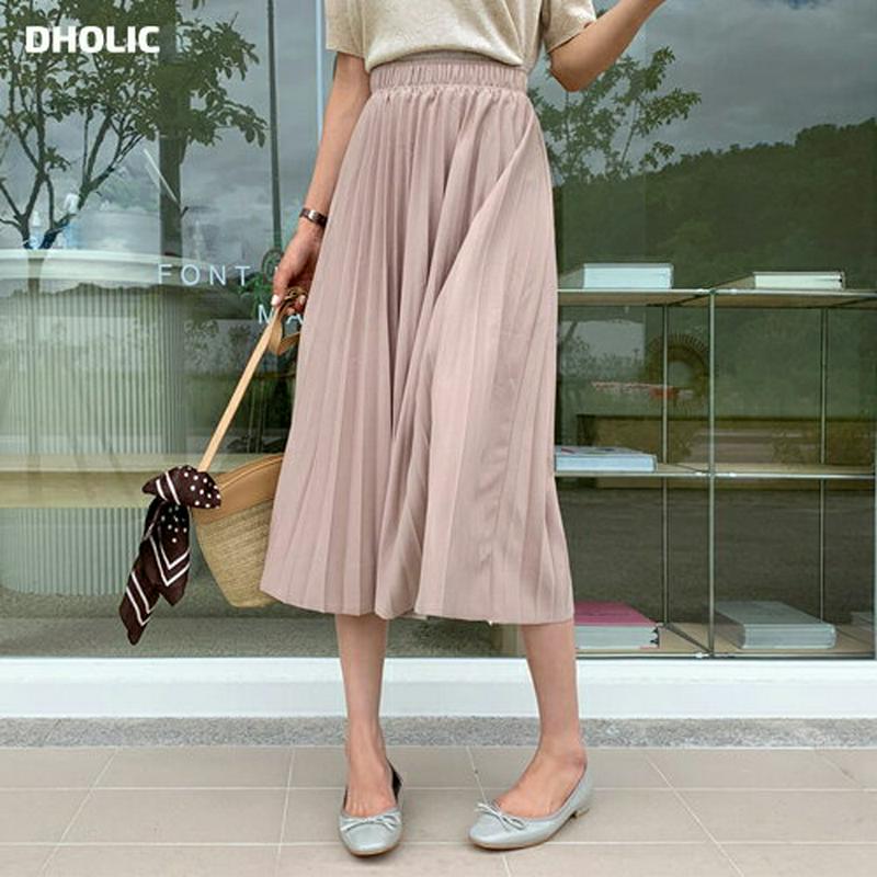 【新作10%OFF】ウエストゴムプリーツスカート・全4色・b60551 レディース【sk】【韓国 ファッション ボトムス スカー