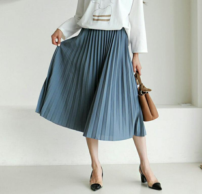 【新作10%OFF】ウエストゴムプリーツスカート・全4色・b60551 レディース【sk】【韓国 ファッション ボトムス スカー