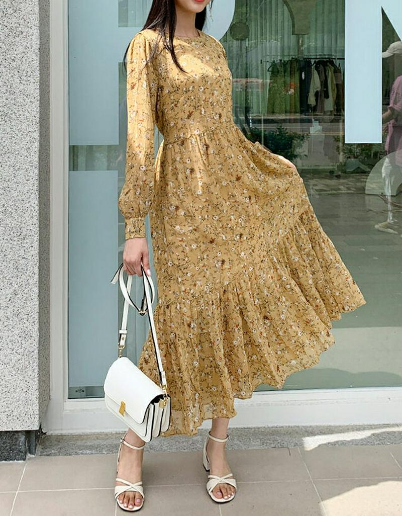 【新作10%OFF】リボンフローラルワンピース・全2色・t60548 レディース【ops】【韓国 ファッション ワンピース ロン