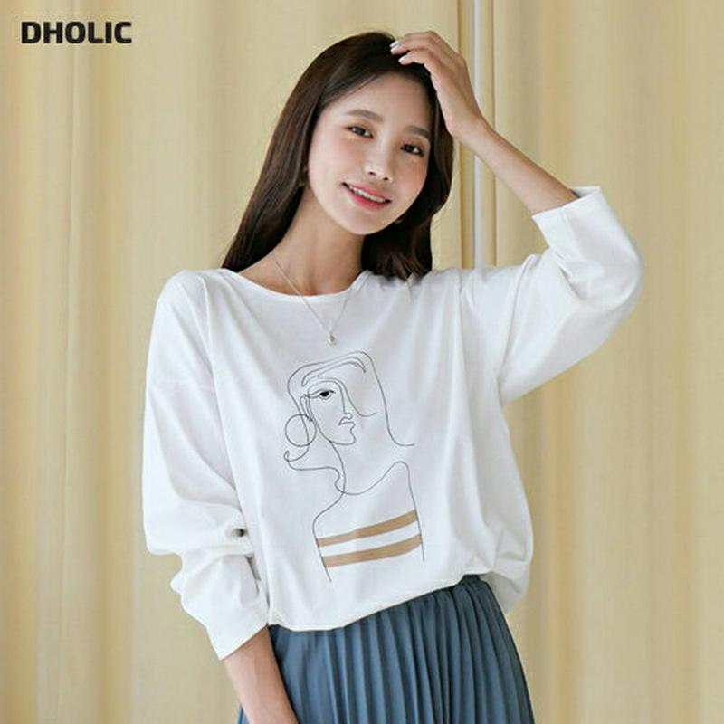 【新作10%OFF】プリントゴムヘムTシャツ・全4色・b60533 レディース【tops】【韓国 ファッション トップス Tシャ