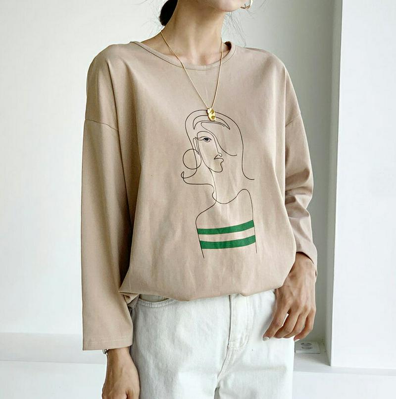 【新作10%OFF】プリントゴムヘムTシャツ・全4色・b60533 レディース【tops】【韓国 ファッション トップス Tシャ