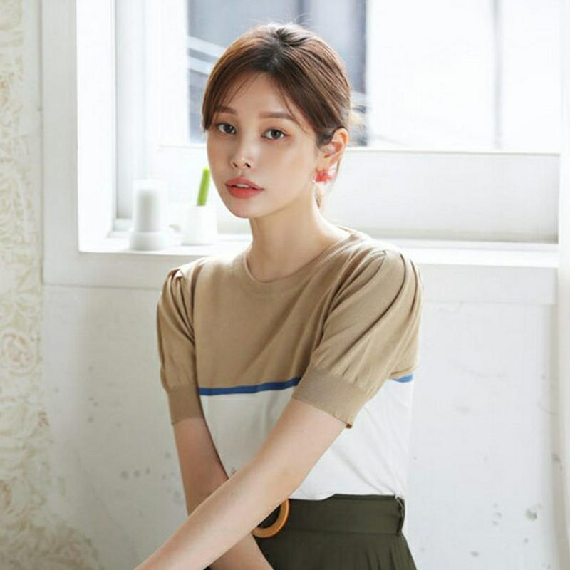 【新作10%OFF】コントラストカラーニット・全2色・b63496 レディース【tops】【韓国 ファッション トップス ニット
