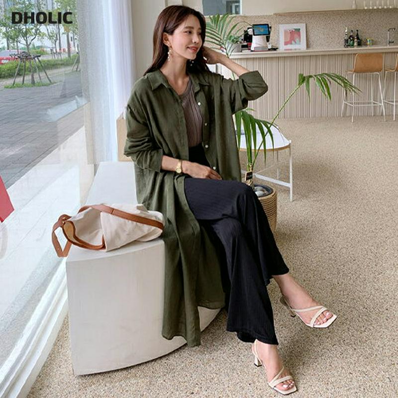 【新作10%OFF】スリットロングシャツ・全5色・b60545 レディース【bl】【韓国 ファッション トップス シャツ ロング