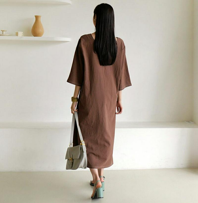 【新作10%OFF】ストラップ付ステッチVネックワンピース・全3色・t60547 レディース【ops】【韓国 ファッション ワン