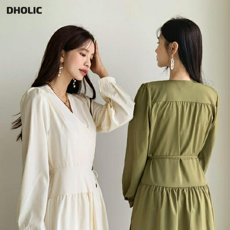 【新作10%OFF】ボタンラップワンピース・全3色・b60546 レディース【ops】【韓国 ファッション ワンピース ロングワ