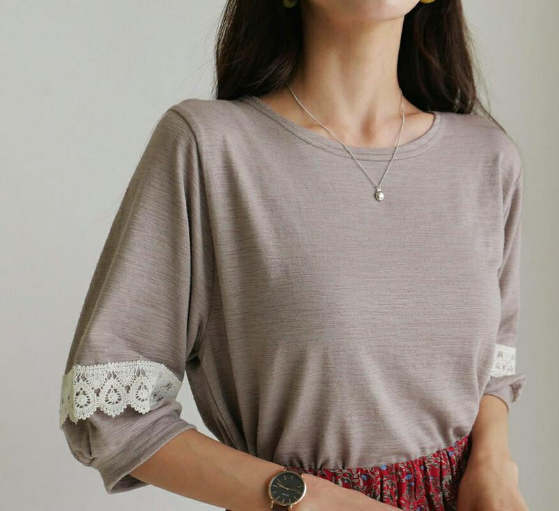 【新作10%OFF】レーススリーブTシャツ・全3色・t60568 レディース【tops】【韓国 ファッション トップス Tシャツ