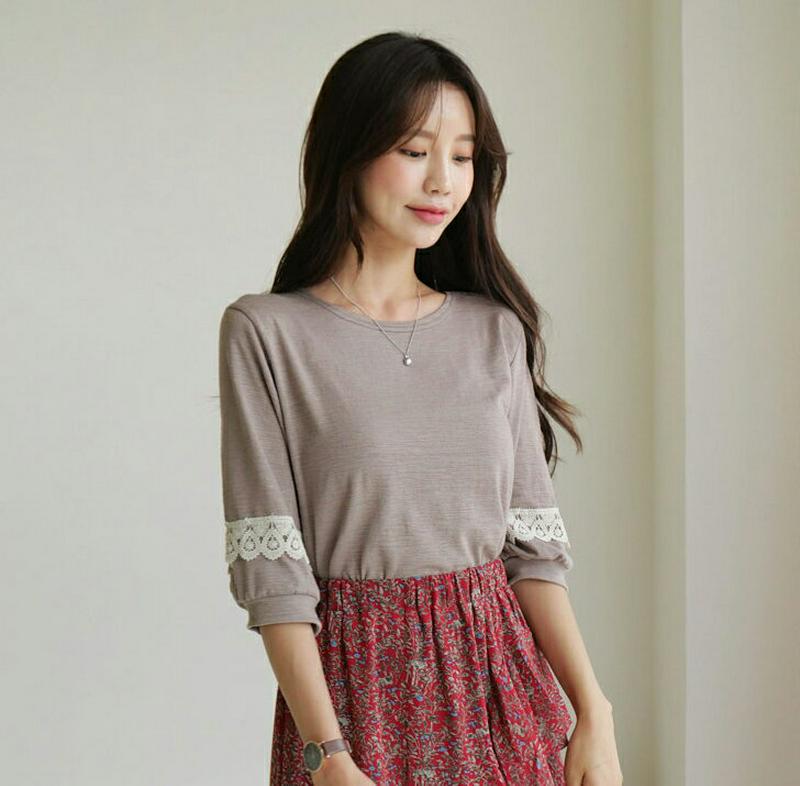 【新作10%OFF】レーススリーブTシャツ・全3色・t60568 レディース【tops】【韓国 ファッション トップス Tシャツ