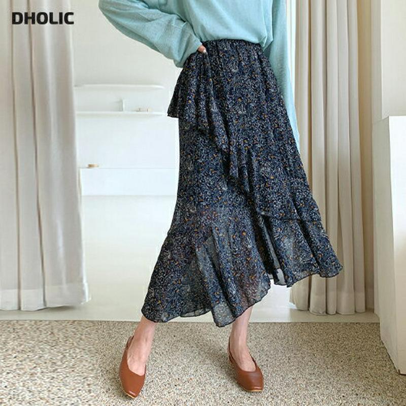 【新作10%OFF】フリルフローラルスカート・全2色・t60552 レディース【sk】【韓国 ファッション ボトムス スカート 