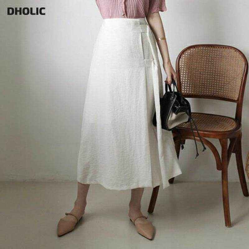 【新作10%OFF】サイドダブルベルトスカート・全2色・t63514 レディース【sk】【韓国 ファッション スカート ロング 