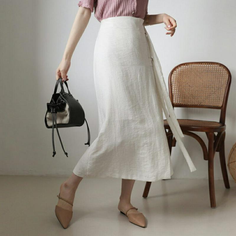 【新作10%OFF】サイドダブルベルトスカート・全2色・t63514 レディース【sk】【韓国 ファッション スカート ロング 