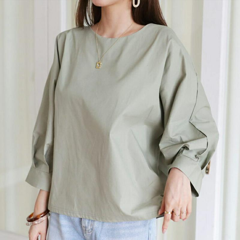 【新作10%OFF】タックスリーブコットンブラウス・全3色・t63498 レディース【bl】【韓国 ファッション トップス ブラ