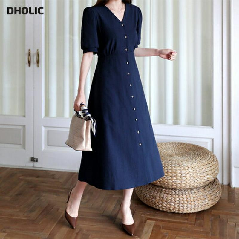 【新作10%OFF】ゴールドボタンフレアワンピース・全5色・t63507 レディース【ops】【韓国 ファッション ワンピース 