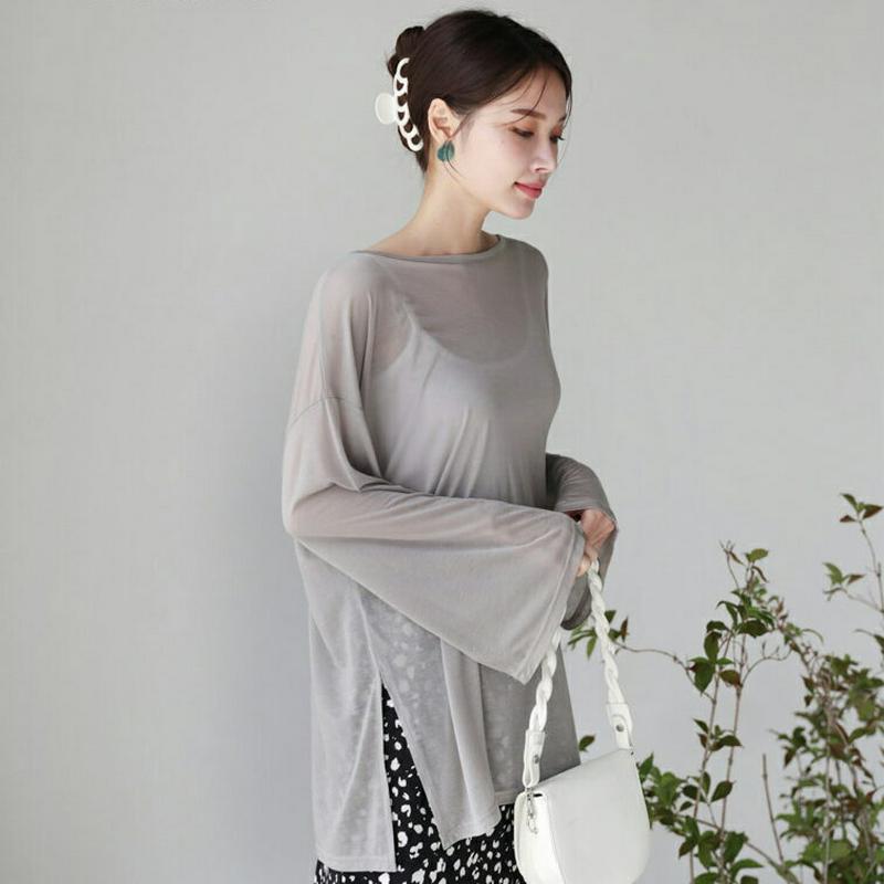 【新作10%OFF】ワイドスリーブシアーTシャツ・全3色・t63491 レディース【tops】【韓国 ファッション トップス T