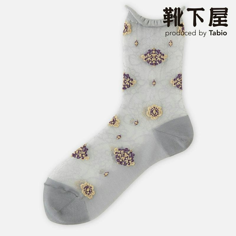【全品送料無料★〜6/11 23:59迄】【あす楽】【靴下屋】 シアーラメウォール柄ショートソックス / 靴下 タビオ Tabio くつ下 ショート レディース 日本製