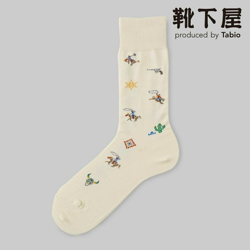 【あす楽】【Tabio MEN】 メンズ ロデオ柄ソックス / 靴下屋 靴下 タビオ くつ下 クルー メンズ 日本製