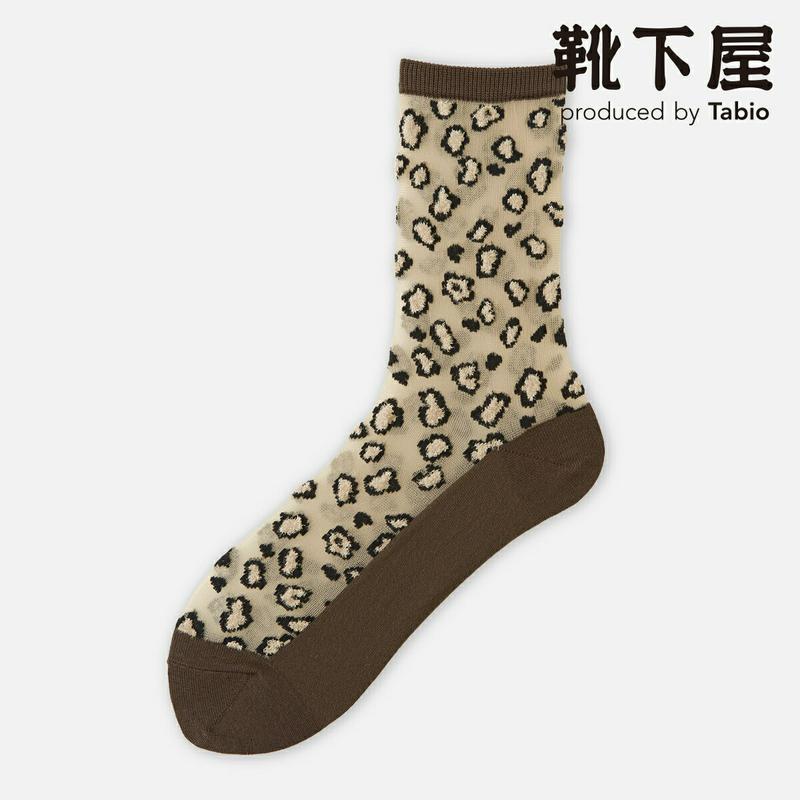 【全品送料無料★〜8/11 23:59迄】【あす楽】【靴下屋】 シースルーレオパードショートソックス / 靴下 タビオ Tabi