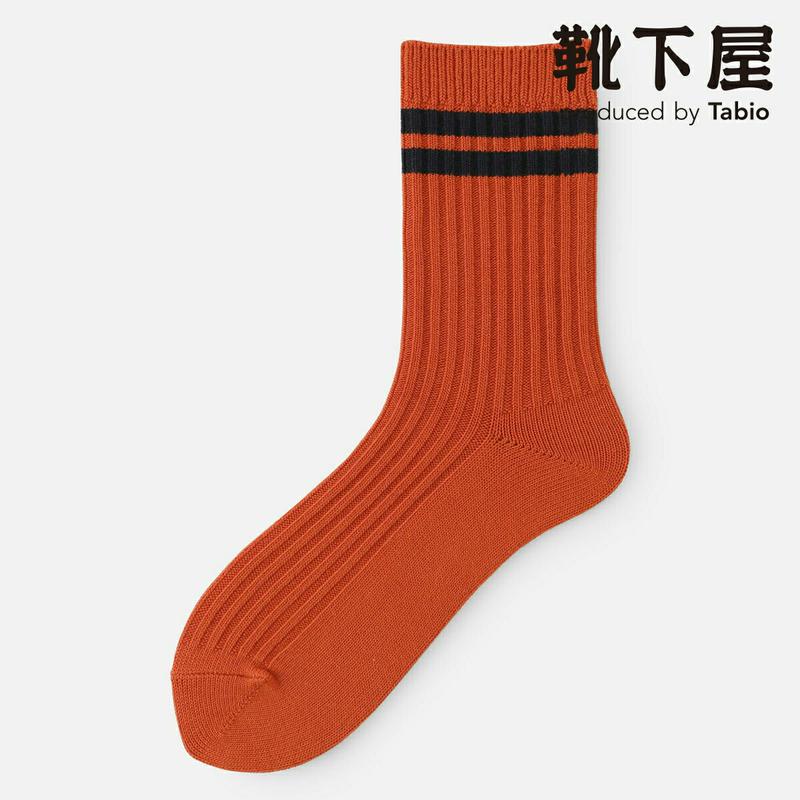 【あす楽】【靴下屋】 カジュアル2本ラインソックス / 靴下 タビオ Tabio くつ下 クルー レディース 日本製