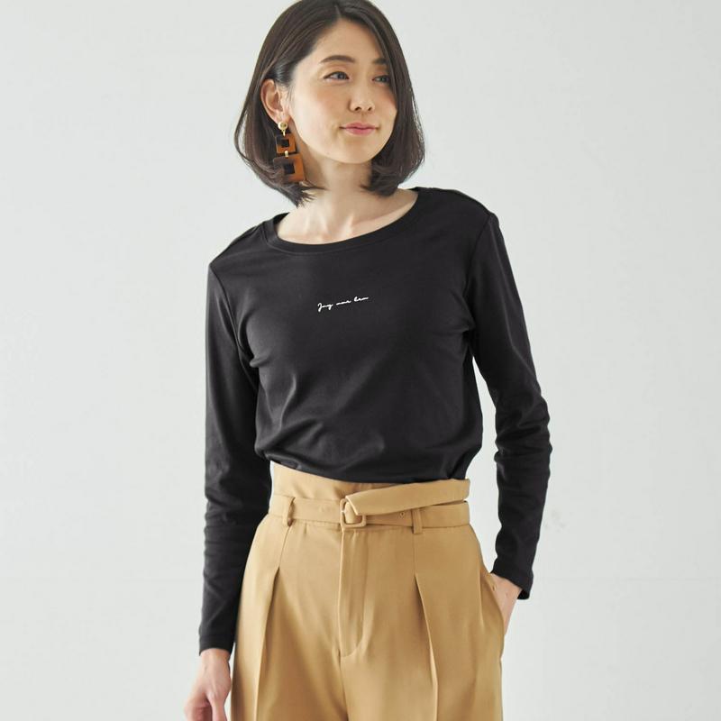 【ＳＴＹＬＥ　ＳＮＡＰセレクト】ピマコットン長袖ロゴＴシャツ【ＵＶケア・抗菌防臭】【ブラックボーダーのみ】（StyleNote／