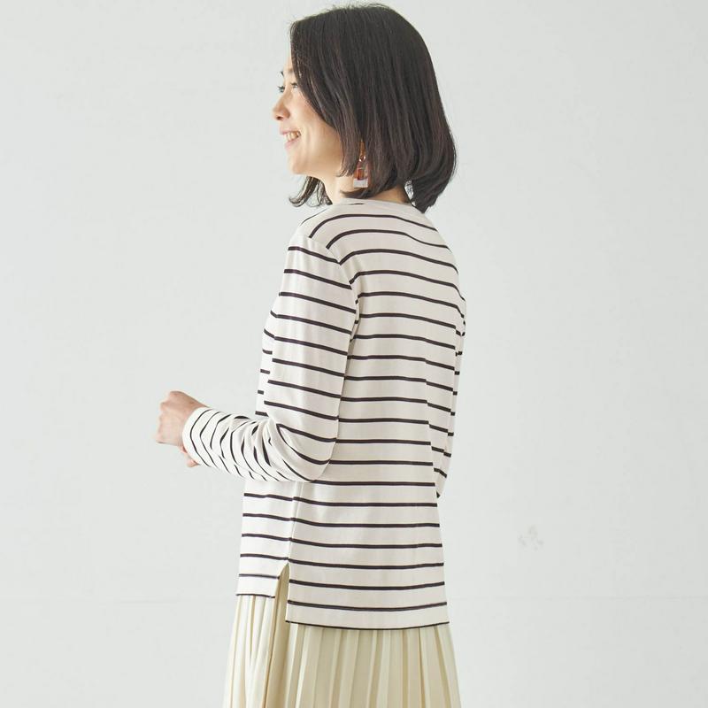 【ＳＴＹＬＥ　ＳＮＡＰセレクト】ピマコットン長袖ロゴＴシャツ【ＵＶケア・抗菌防臭】【ブラックボーダーのみ】（StyleNote／