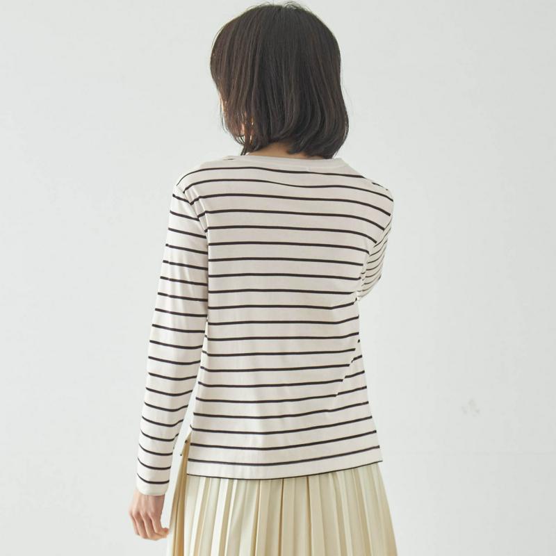 【ＳＴＹＬＥ　ＳＮＡＰセレクト】ピマコットン長袖ロゴＴシャツ【ＵＶケア・抗菌防臭】【ブラックボーダーのみ】（StyleNote／