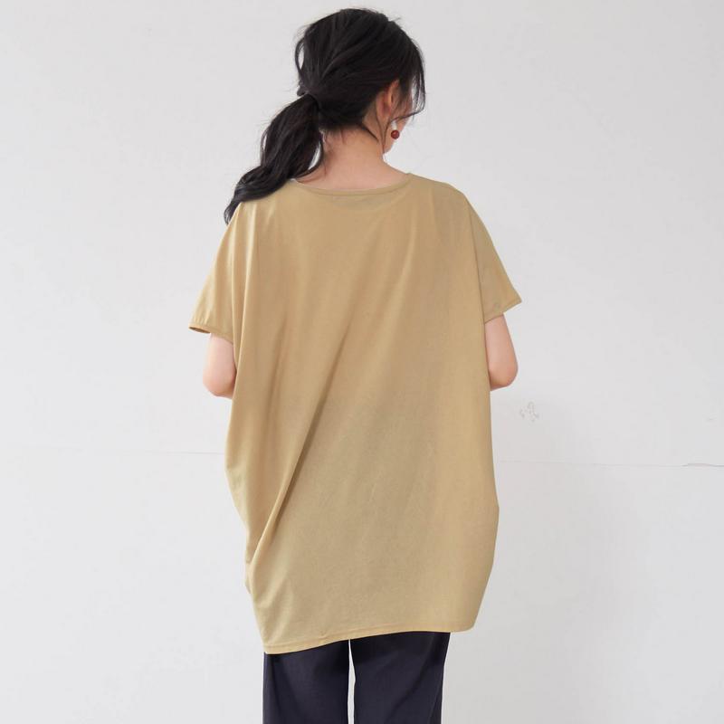 ランダムシルエットのゆったりチュニックＴシャツ【綿１００％】