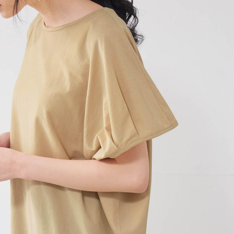 ランダムシルエットのゆったりチュニックＴシャツ【綿１００％】