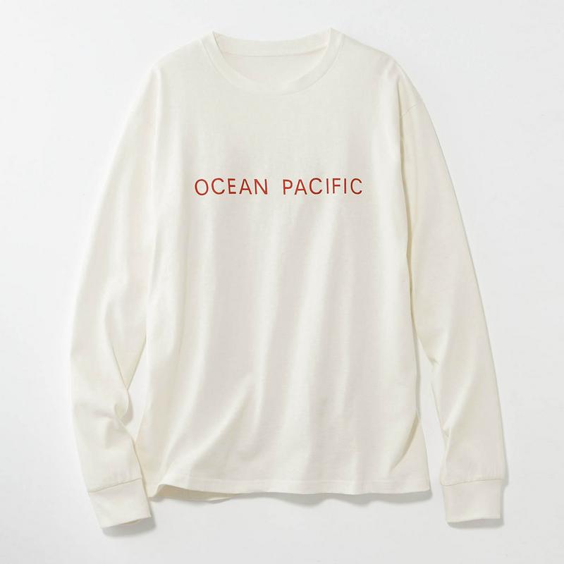 １枚でおしゃれ見せ♪バックプリント長袖Ｔシャツ【ホワイト／ＸＬサイズのみ】（オーシャンパシフィック/OCEAN PACIFIC）