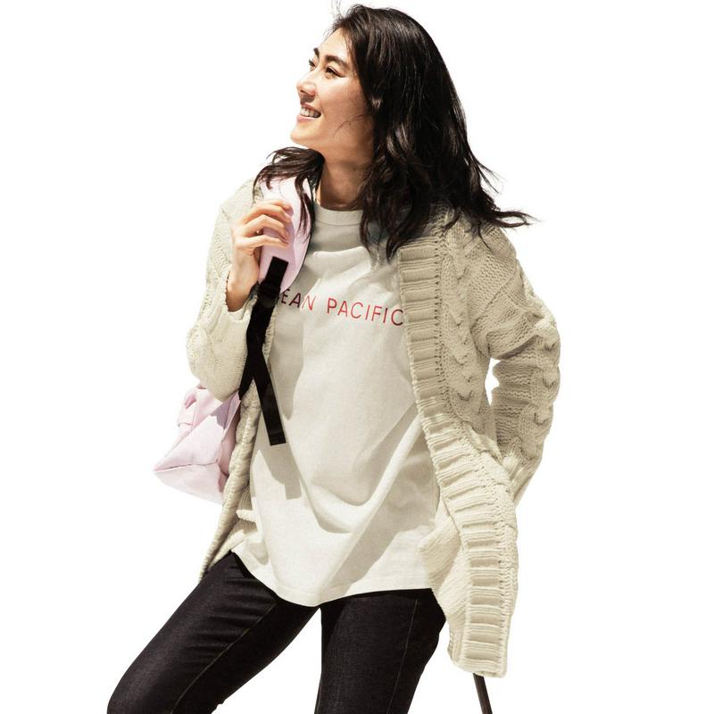 １枚でおしゃれ見せ♪バックプリント長袖Ｔシャツ【ホワイト／ＸＬサイズのみ】（オーシャンパシフィック/OCEAN PACIFIC）