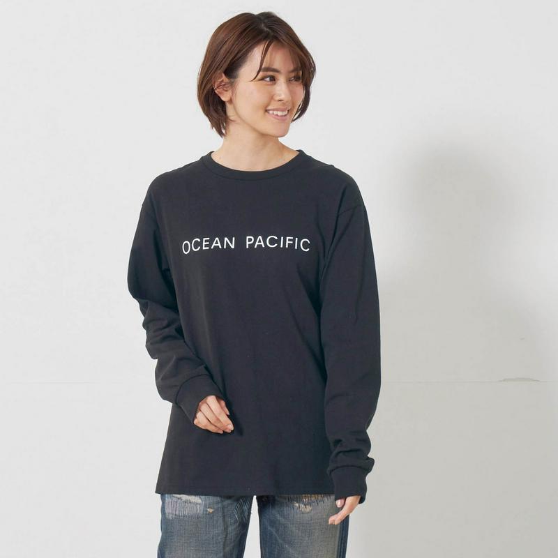 １枚でおしゃれ見せ♪バックプリント長袖Ｔシャツ【ホワイト／ＸＬサイズのみ】（オーシャンパシフィック/OCEAN PACIFIC）