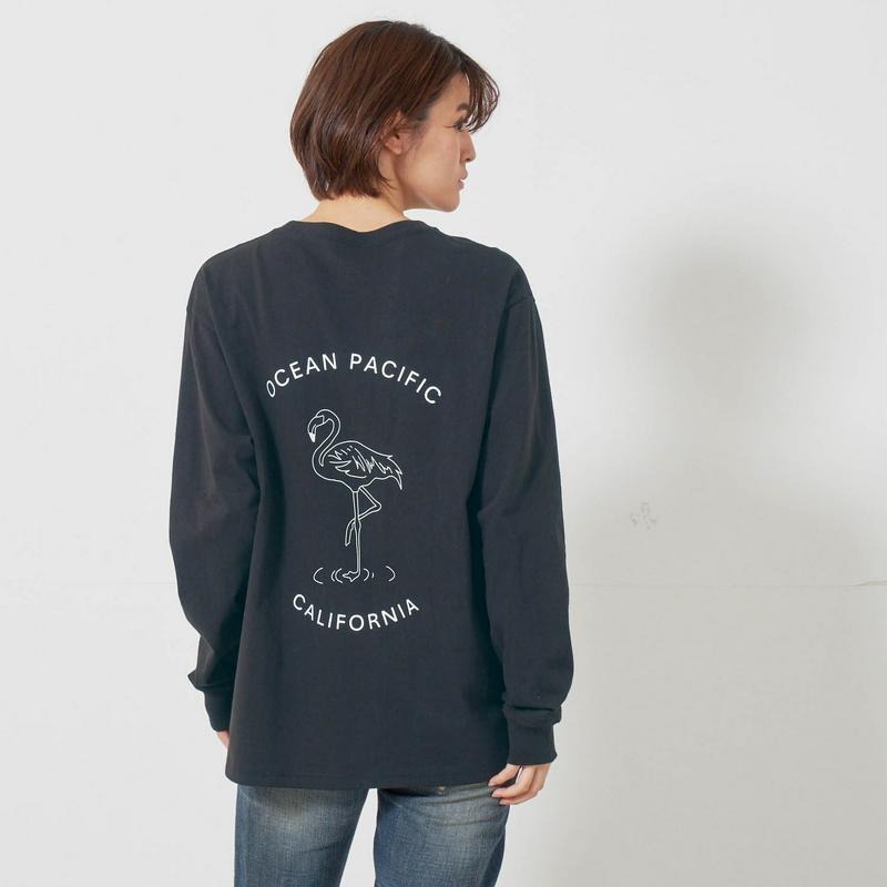 １枚でおしゃれ見せ♪バックプリント長袖Ｔシャツ【ホワイト／ＸＬサイズのみ】（オーシャンパシフィック/OCEAN PACIFIC）